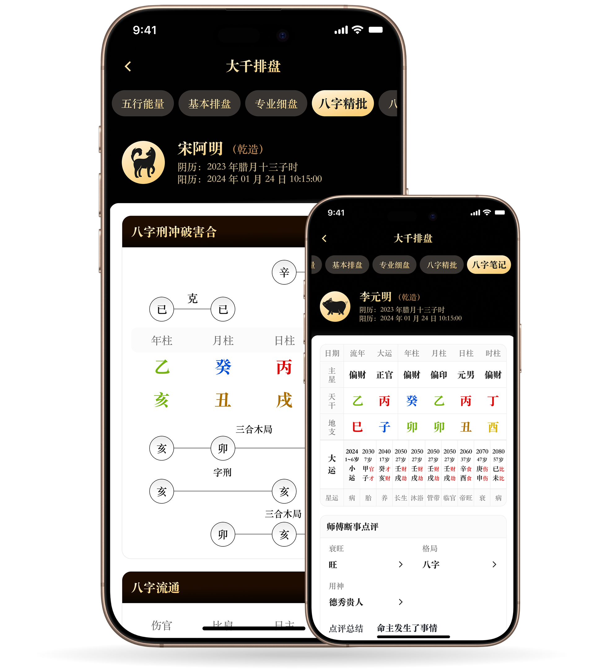 借问专业细盘与八字分析界面